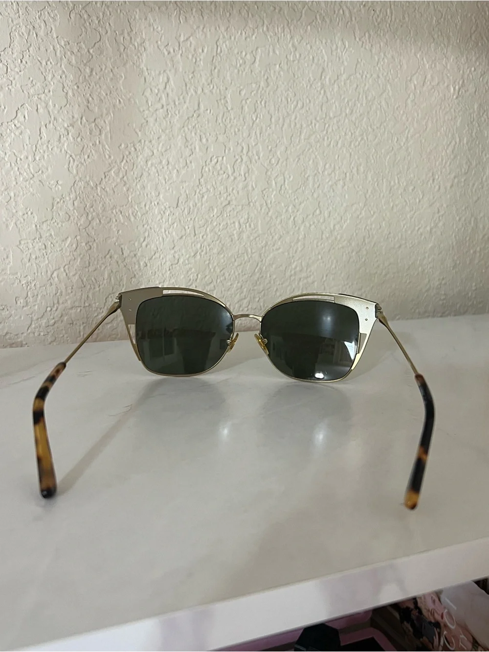 Tory Burch Tortoise Open Metal Frame Sunglasses Cat Eye Style TY6049